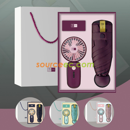 Customization Umbrella And Mini Fan Gift Set Corporate Gifts