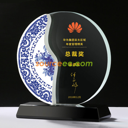 Customization White Porcelain Jade Crystal Award Trophy Corporate Gifts
