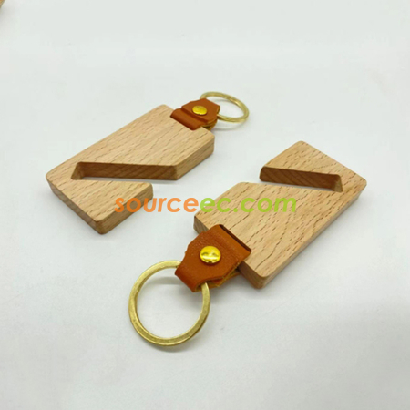 Wooden Phone Holder With Keychain