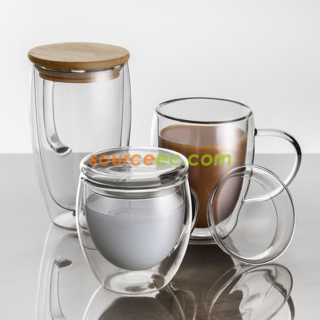 Customization Double-layer Glass Mug with Bamboo Lid Corporate Gifts