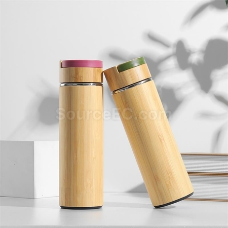 Customization Portable Bamboo Shell Thermos Cup With Cover Corporate Gifts