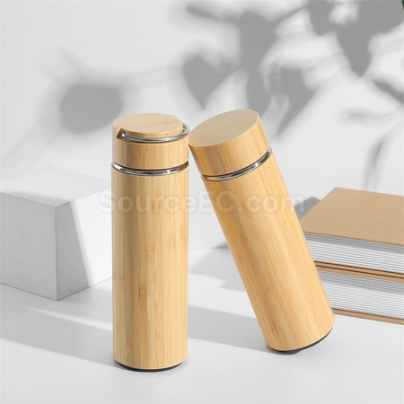Customization Portable Bamboo Shell Thermos Cup With Cover Corporate Gifts