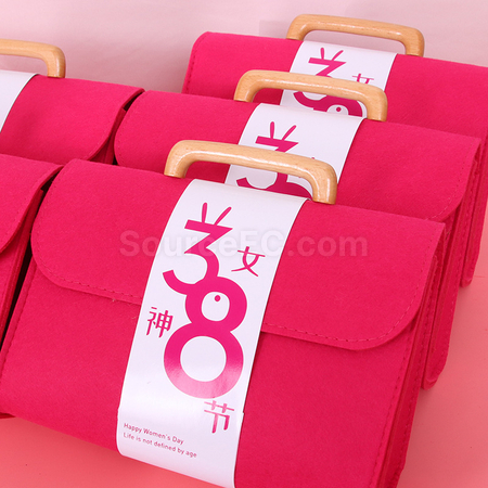 Customization Felt Tote Bag with Wooden Handle Corporate Gifts