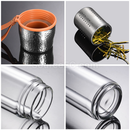 Customization 350ML Portable Glass Bottle with Infuser Corporate Gifts