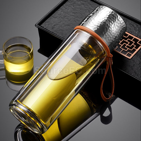 Customization 350ML Portable Glass Bottle with Infuser Corporate Gifts