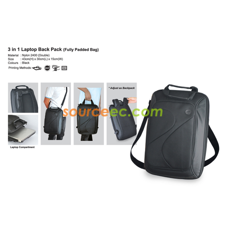 3 in 1 Laptop Back Pack(Fully Padded Bag)