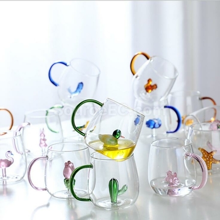 Customization 3D Three-Dimensional Small Animals And Plants Glass Water Cup Corporate Gifts