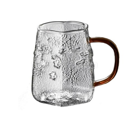 Customization Snow Pattern Glass Coffee Cup With Handle Corporate Gifts