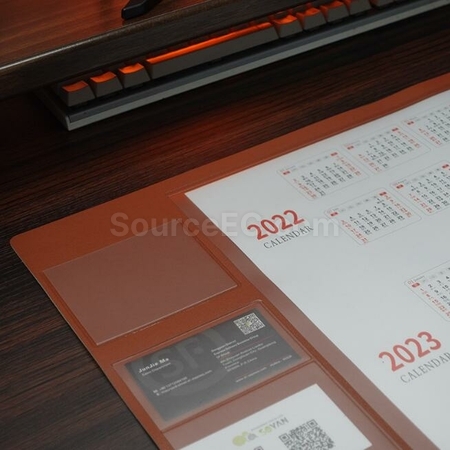 Customization PU Faux Leather Double Layer Storage Desk Mat Corporate Gifts