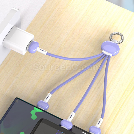 Customization Three-In-One Charging Cable With Keychain Corporate Gifts
