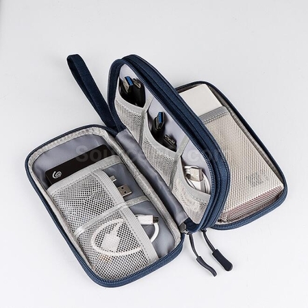Customization Double-Layer Data Cable Mobile Power Earphone Storage Bag Corporate Gifts