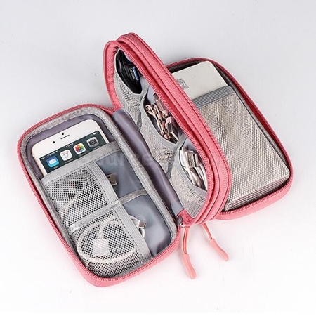 Customization Double-Layer Data Cable Mobile Power Earphone Storage Bag Corporate Gifts