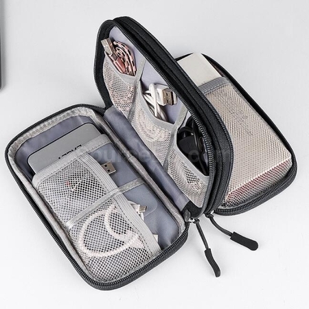 Customization Double-Layer Data Cable Mobile Power Earphone Storage Bag Corporate Gifts