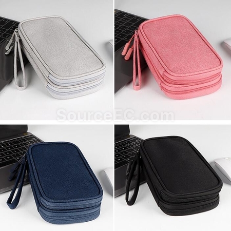 Customization Double-Layer Data Cable Mobile Power Earphone Storage Bag Corporate Gifts