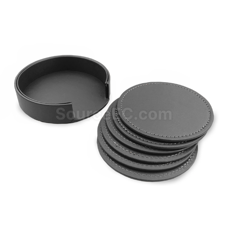 Customization Franklin Leather Coaster Set of 6 Corporate Gifts