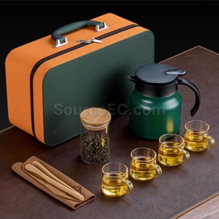 Customization 316Stainless Steel Large Capacity Teapot Glass Tea Cup Travel Set Corporate Gifts