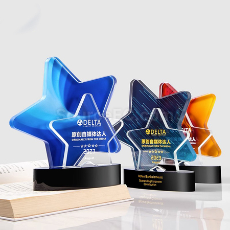 Customization Color Printed Star Crystal Trophy Corporate Gifts