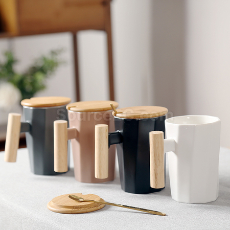 Customization Wooden Handle Ceramic Mug Corporate Gifts