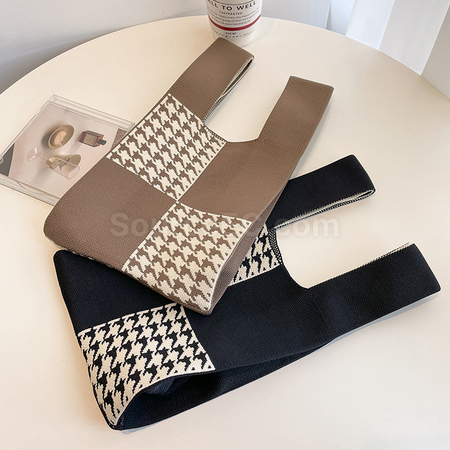 Customization Knitted Houndstooth Bag Corporate Gifts