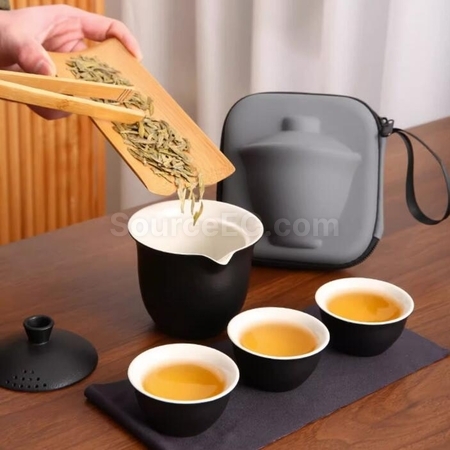 Customization Kung Fu Tea One Pot Three Cups Travel Outdoor Portable Set Corporate Gifts