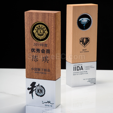 Customization Glass Crystal Solid Wood Trophy Corporate Gifts