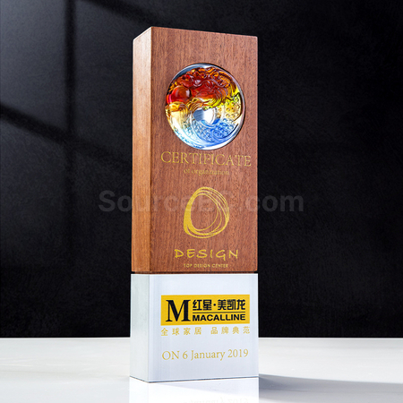 Customization Glass Crystal Solid Wood Trophy Corporate Gifts