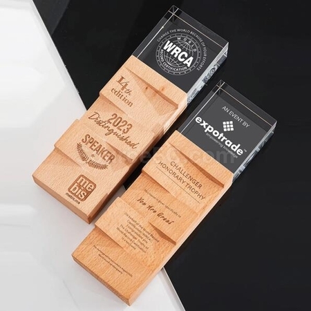 Customization Glory Born Solid Wood Crystal Commemorative Trophy Corporate Gifts