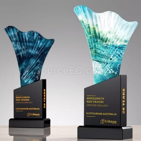 Customization Riding The Wind and Waves Black Crystal Trophy Corporate Gifts