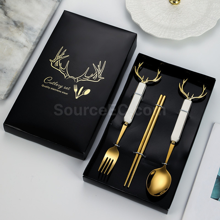 Customization Christmas Antler Stainless Steel Tableware Corporate Gifts