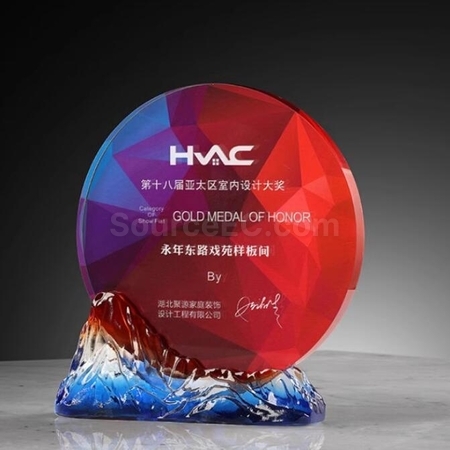 Customization Feng Shan Shui Rise Glazed Crystal Trophy Corporate Gifts