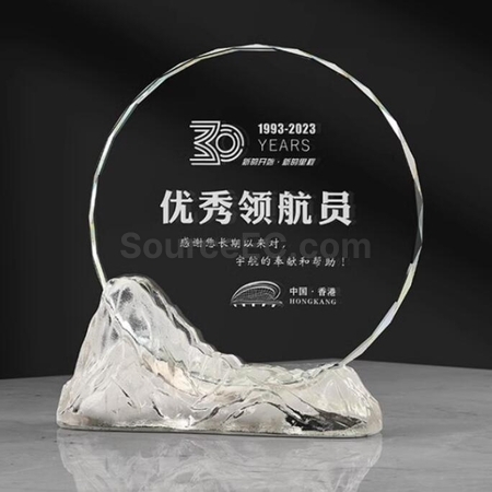 Customization Feng Shan Shui Rise Glazed Crystal Trophy Corporate Gifts