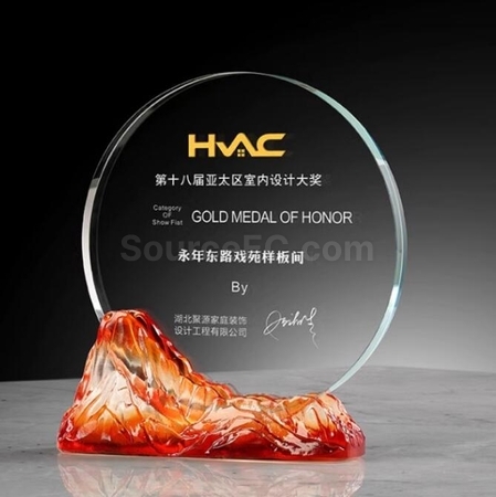 Customization Feng Shan Shui Rise Glazed Crystal Trophy Corporate Gifts
