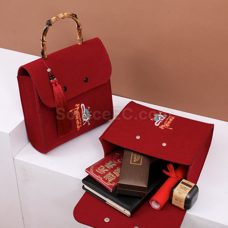 Customization Felt Tote Bag with Wooden Handle Corporate Gifts
