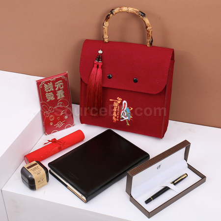 Customization Felt Tote Bag with Wooden Handle Corporate Gifts