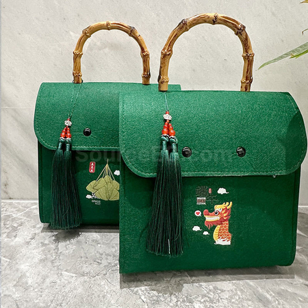 Customization Felt Tote Bag with Wooden Handle Corporate Gifts