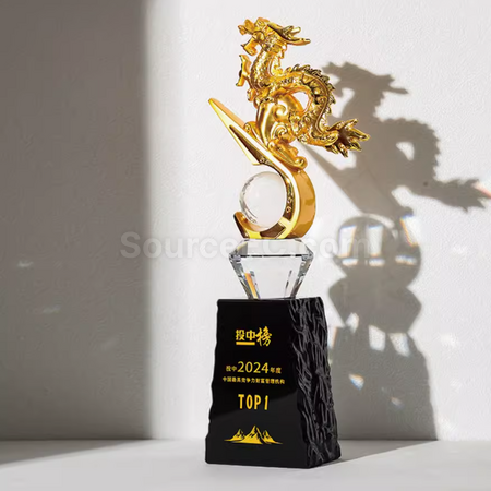 Customization Creative Year of the Dragon Glass Crystal Trophy Corporate Gifts