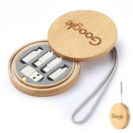Customization 6-in-1 Cable Set with Bamboo Box Corporate Gifts