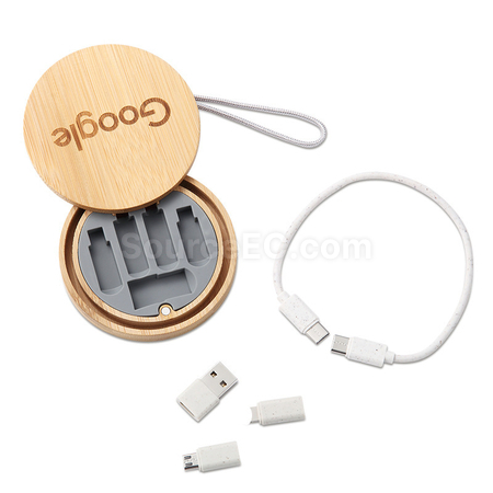 Customization 6-in-1 Cable Set with Bamboo Box Corporate Gifts