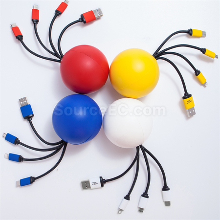 Customization Stress Ball Charging Cable Set Corporate Gifts