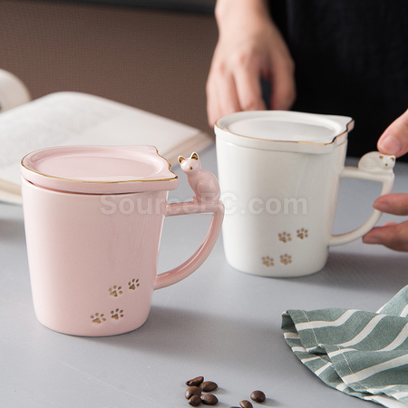 Customization Kitty Mug with Lid Corporate Gifts
