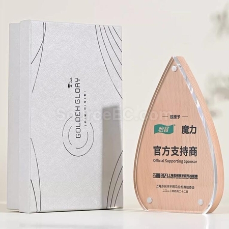 Customization Creative Water Drop Solid Wood Acrylic  rophy Corporate Gifts