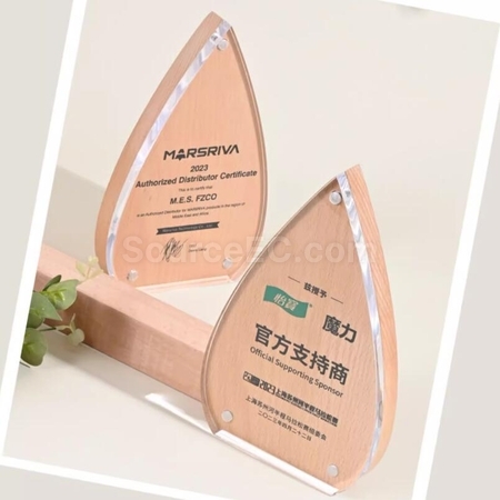 Customization Creative Water Drop Solid Wood Acrylic  rophy Corporate Gifts
