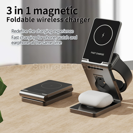 Customization Foldable Wireless Magnetic Three-In-One Charger Corporate Gifts