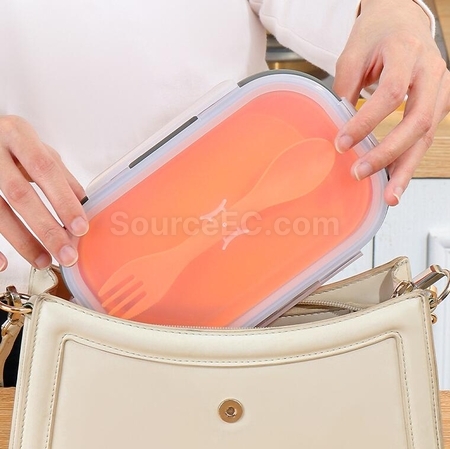 Customization Environmentally Friendly Silicone Folding Lunch Box(With Tableware) Corporate Gifts