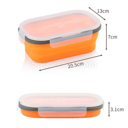 Customization Environmentally Friendly Silicone Folding Lunch Box(With Tableware) Corporate Gifts