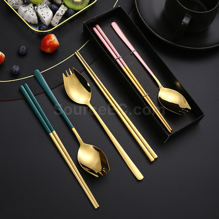Customization 2-In-1 Spoon, Fork And Chopsticks Tableware Corporate Gifts
