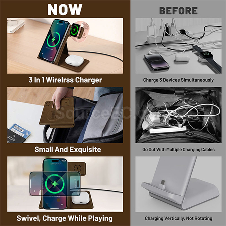 Customization Folding Wireless Charging Leather Phone Holder Corporate Gifts