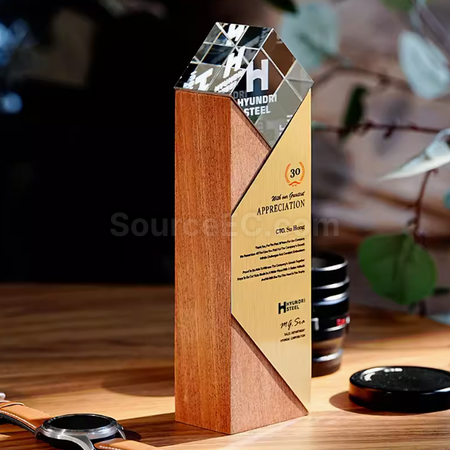 Customization Solid Wood Crystal Trophy Corporate Gifts