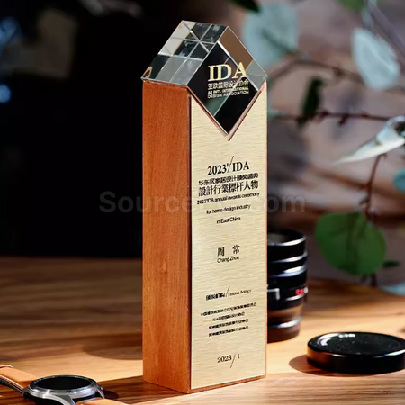 Customization Solid Wood Crystal Trophy Corporate Gifts