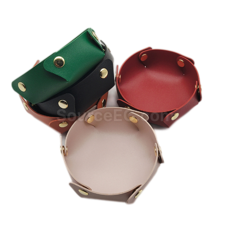 Customization Circular PU leather storage box Corporate Gifts